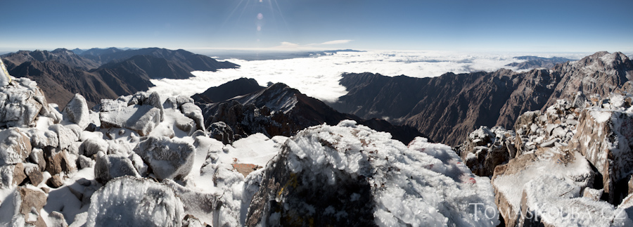 On the top of Jebel Toubkal, highest peak of north Africa